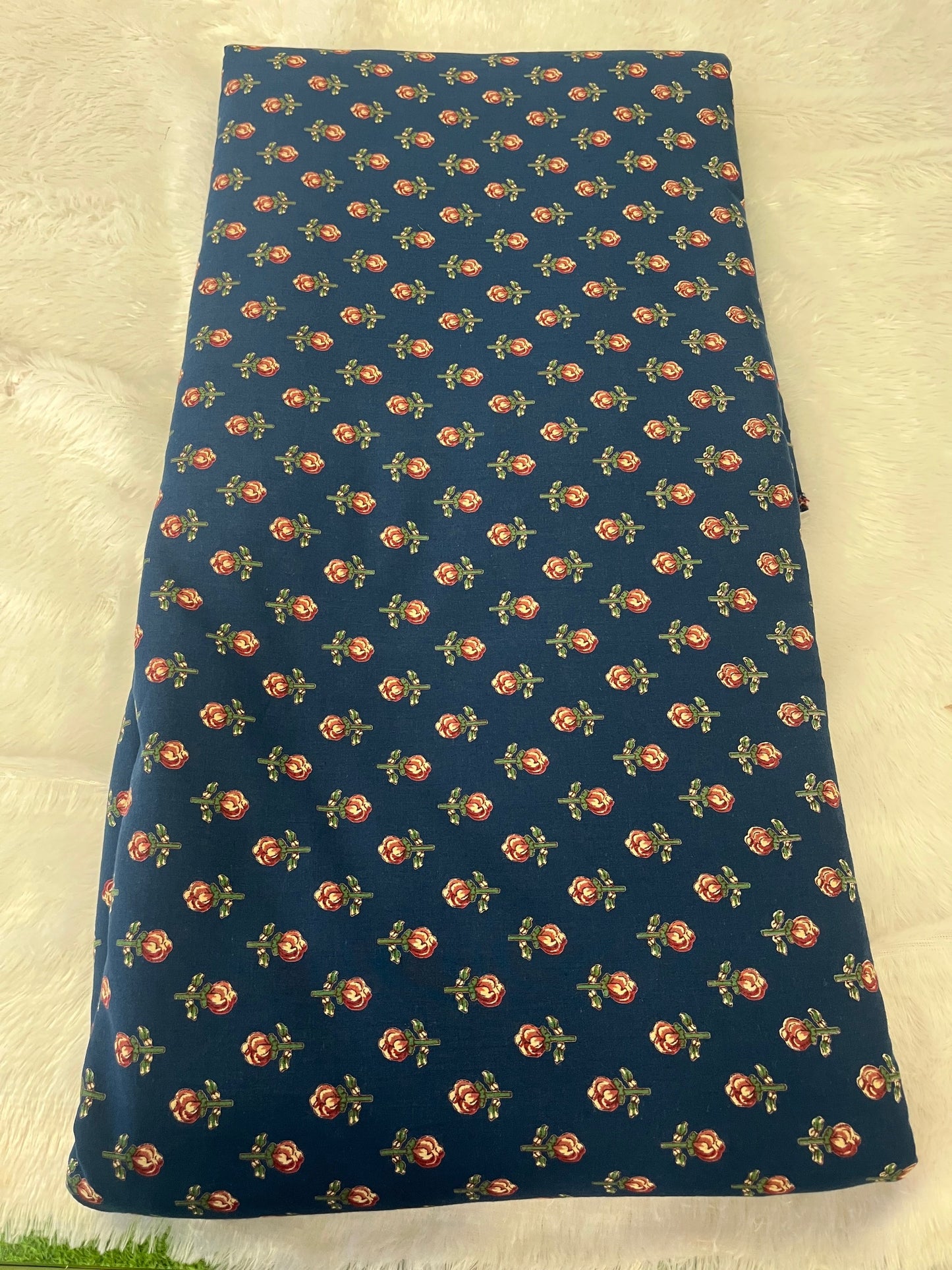 BLUE SHADE WITH FLORAL COTTON FABRIC