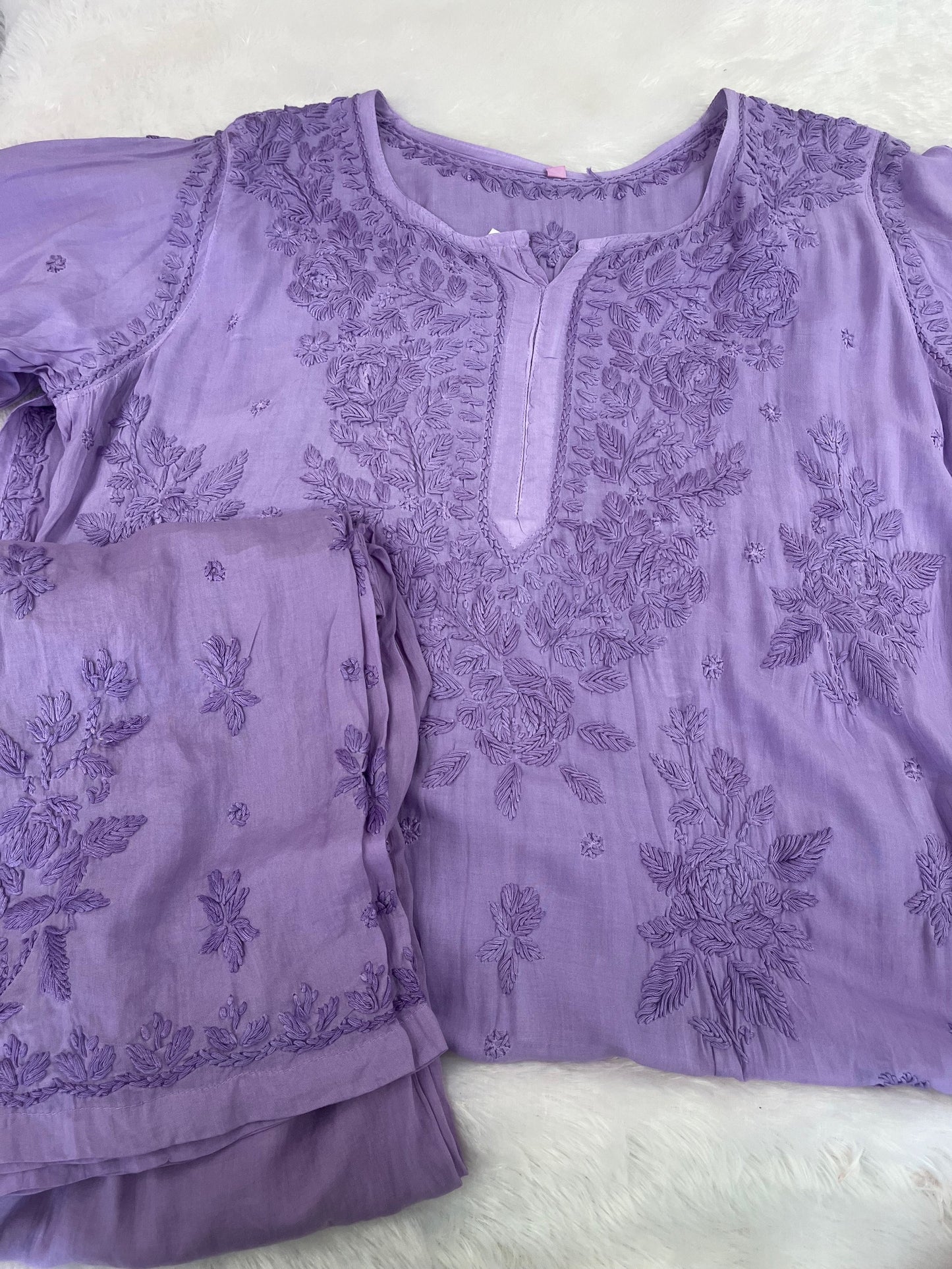 VIOLET SHADE CHIKENKARI KURTI
