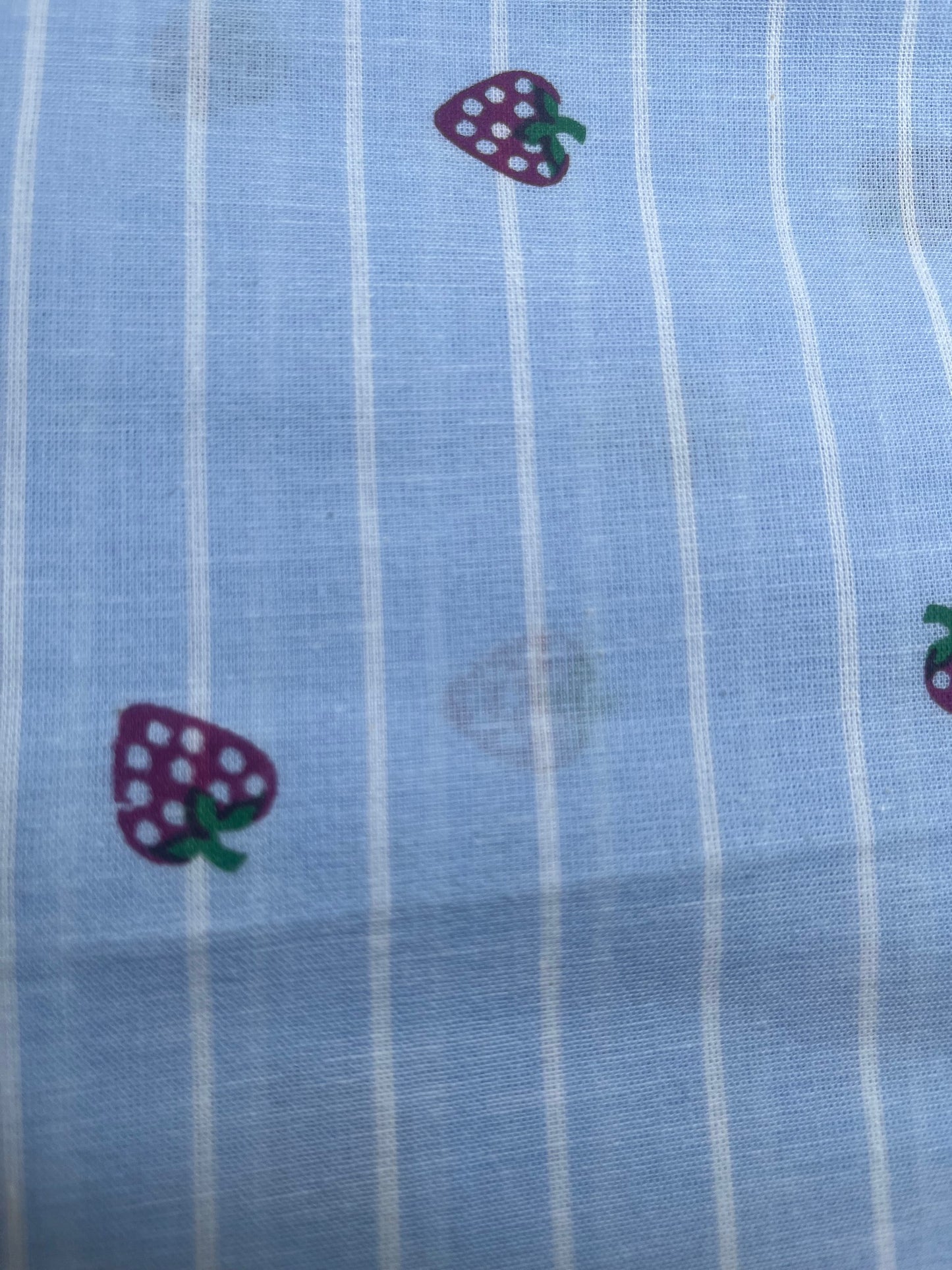 DUSTY BLUE STRAWBERRY PRINT FABRIC