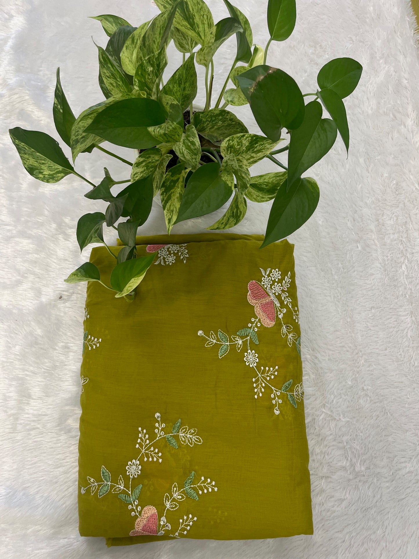 MEHENDI GREEN MUL CHANDERI FABRIC