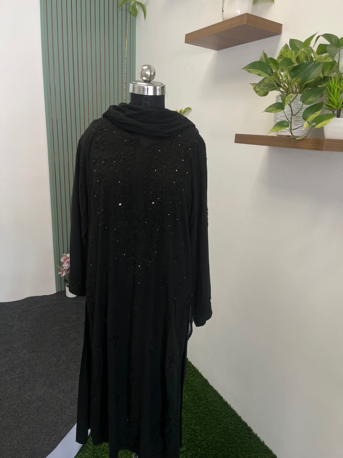 BLACK SHADE CHIKANKARI 3 PIECE SET