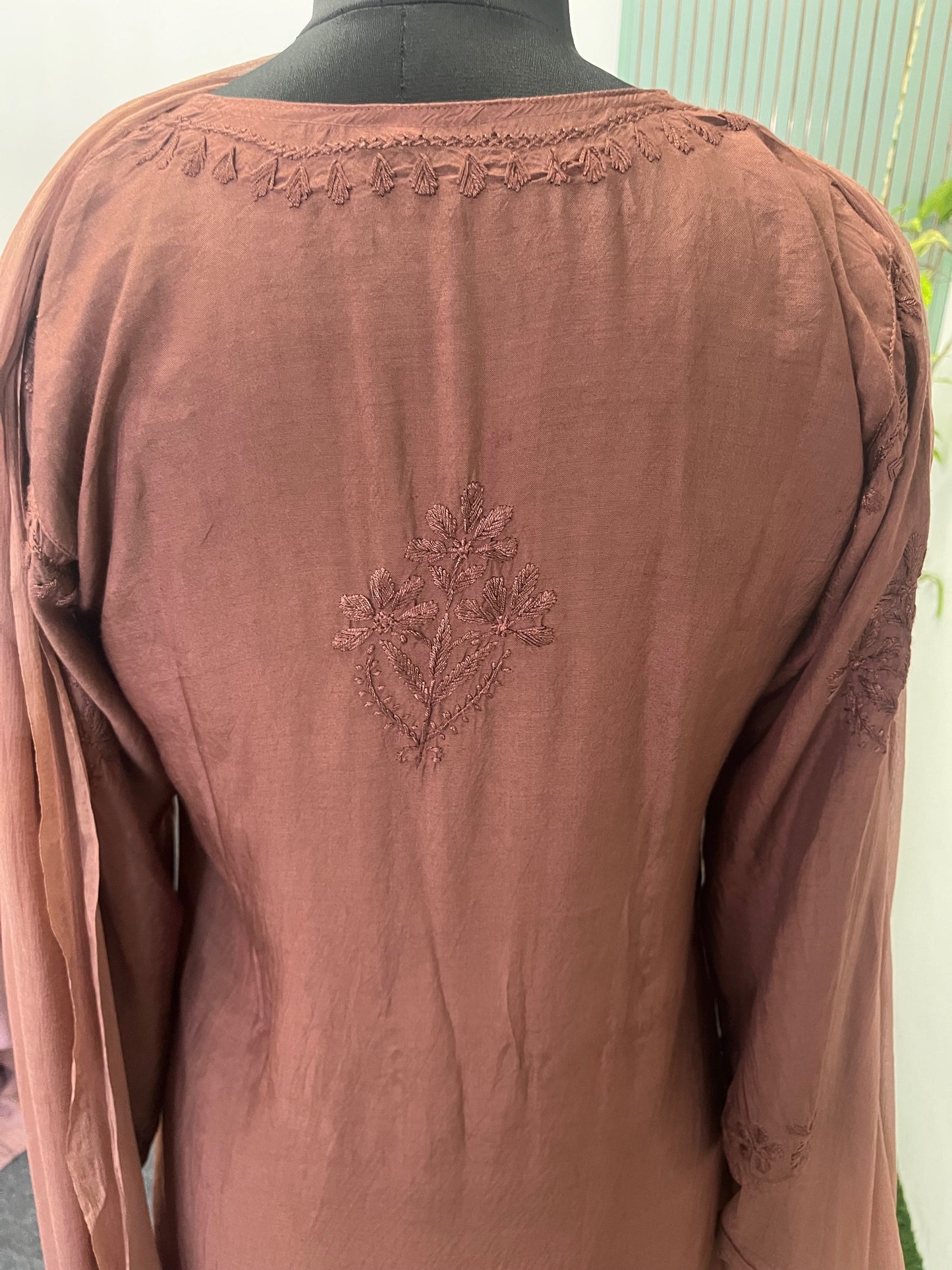 BROWN SHADE CHIKANKARI 3 PIECE SET