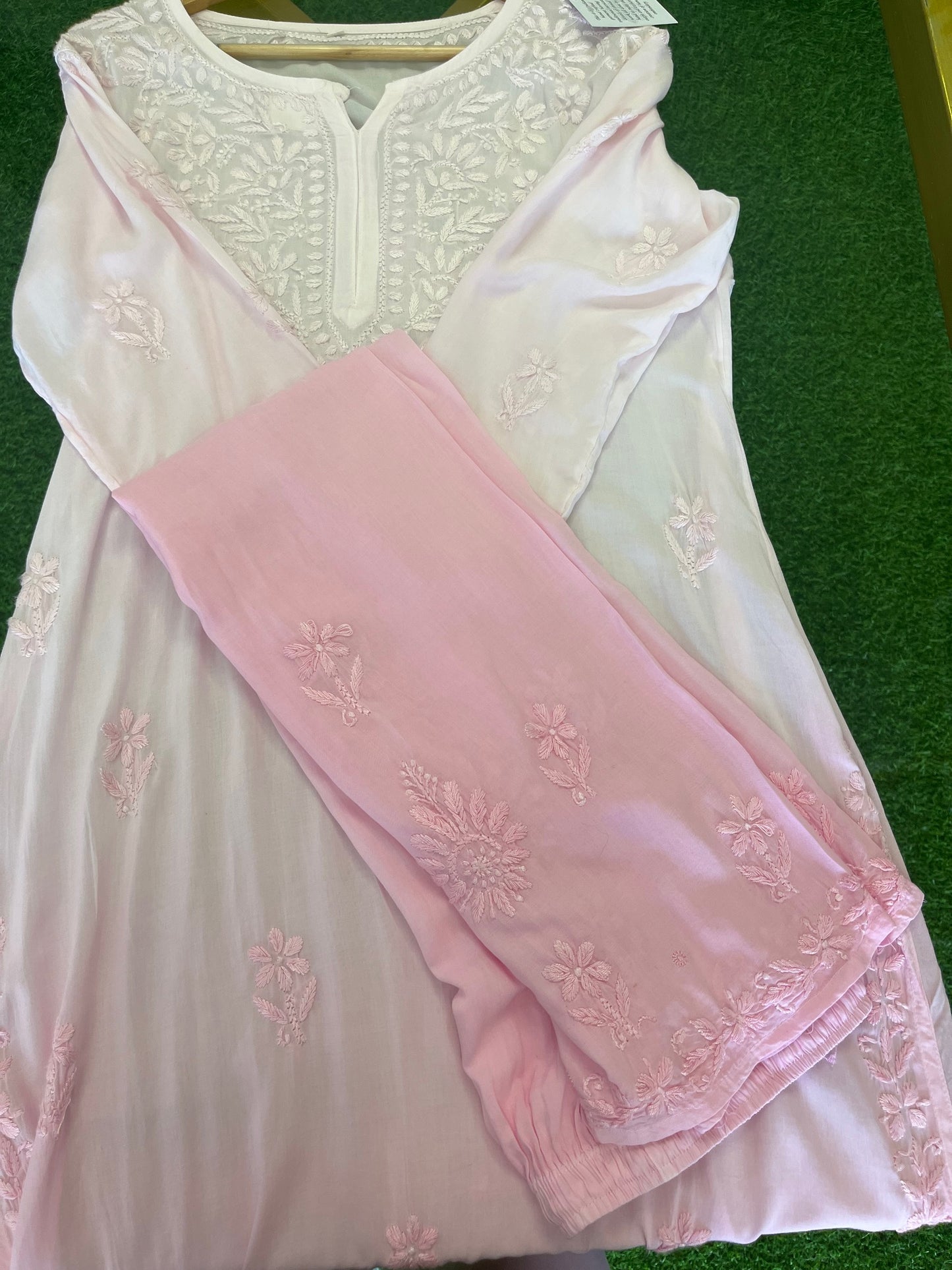 BABY PINK SHADE CHIKANKARI 2 PIECE SET
