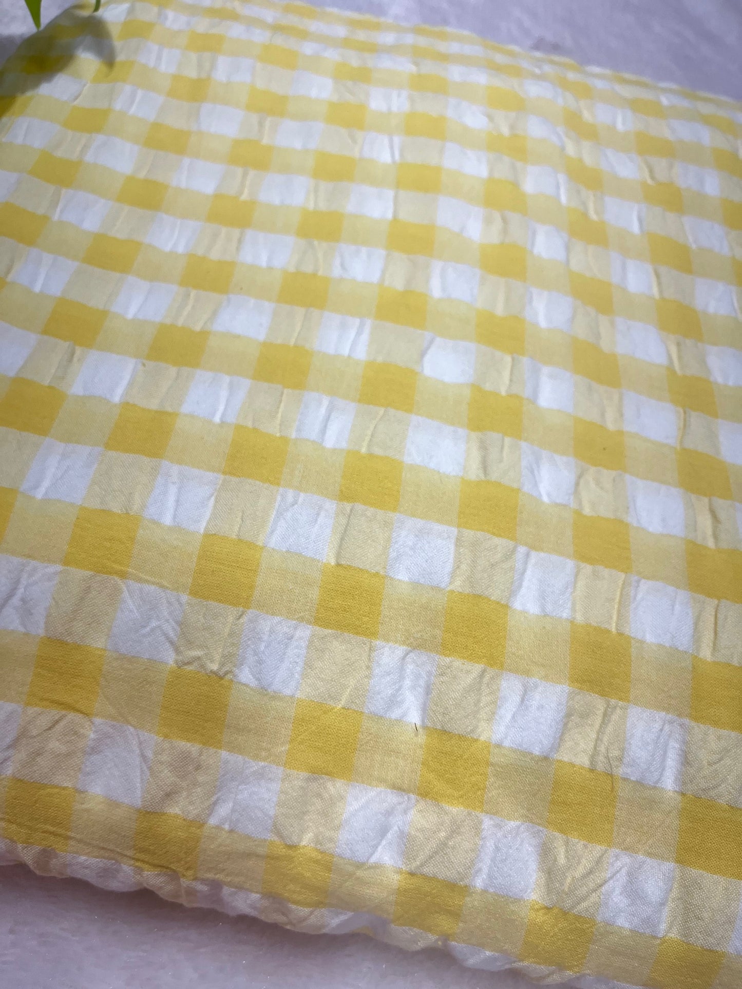 LEMON YELLOW CHECK SEERSUCKER FABRIC
