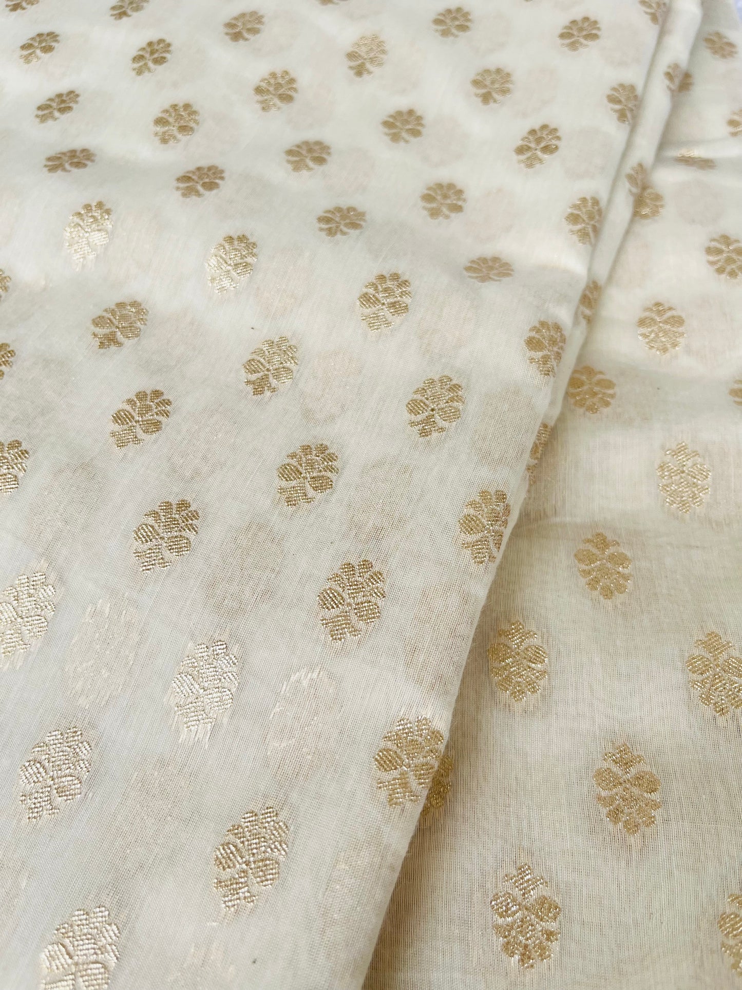 Pure Handloom chanderi cotton with golden buttas