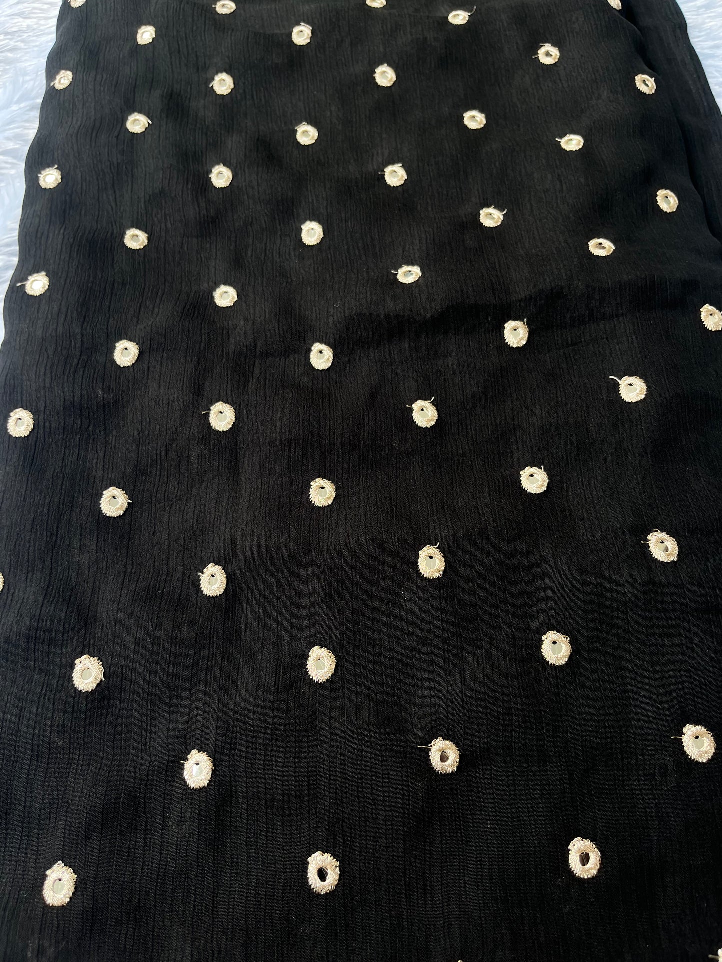 Chinon silk with mirror work fabtic