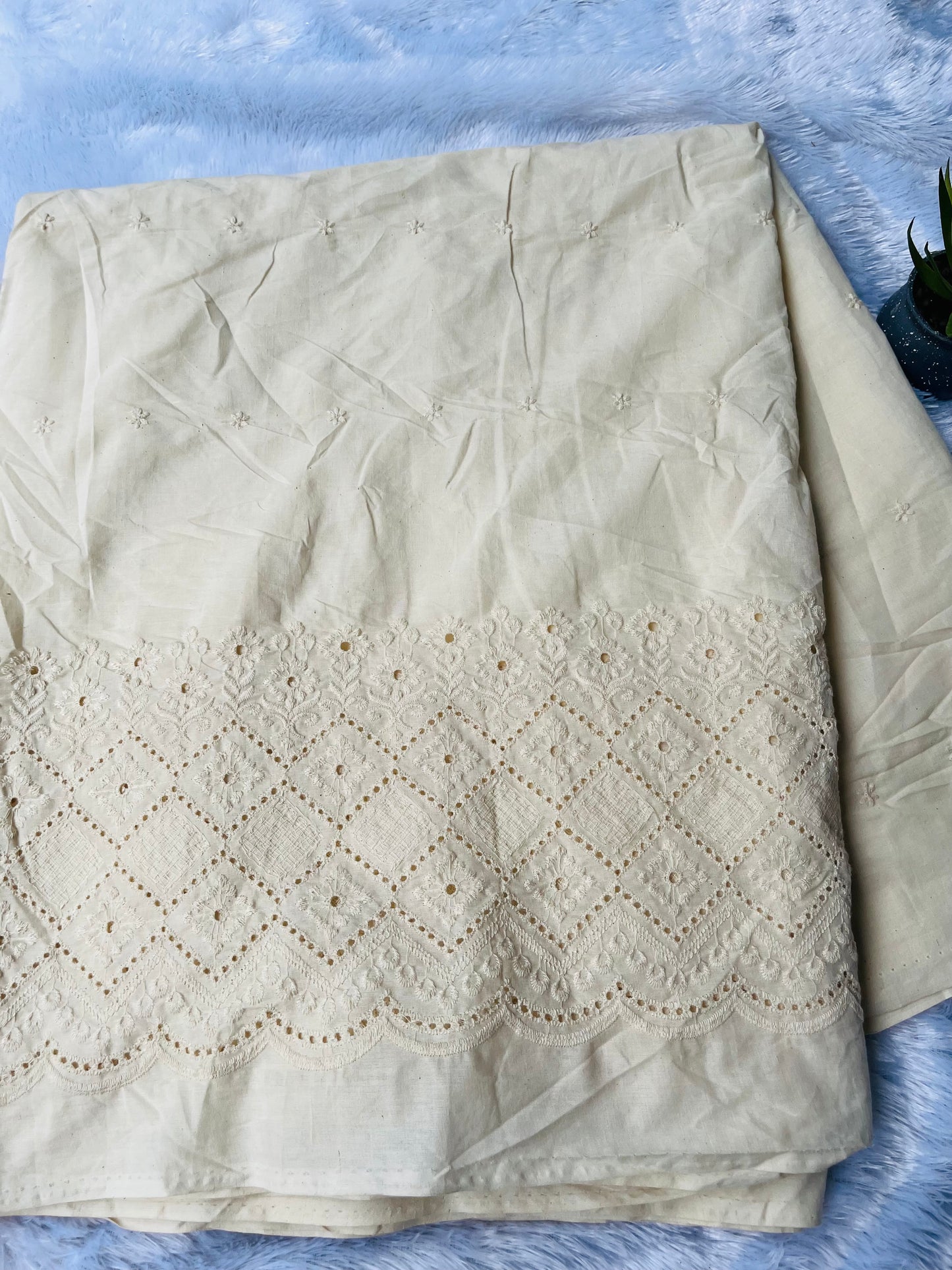 cora cotton embroidery with cutwork fabric