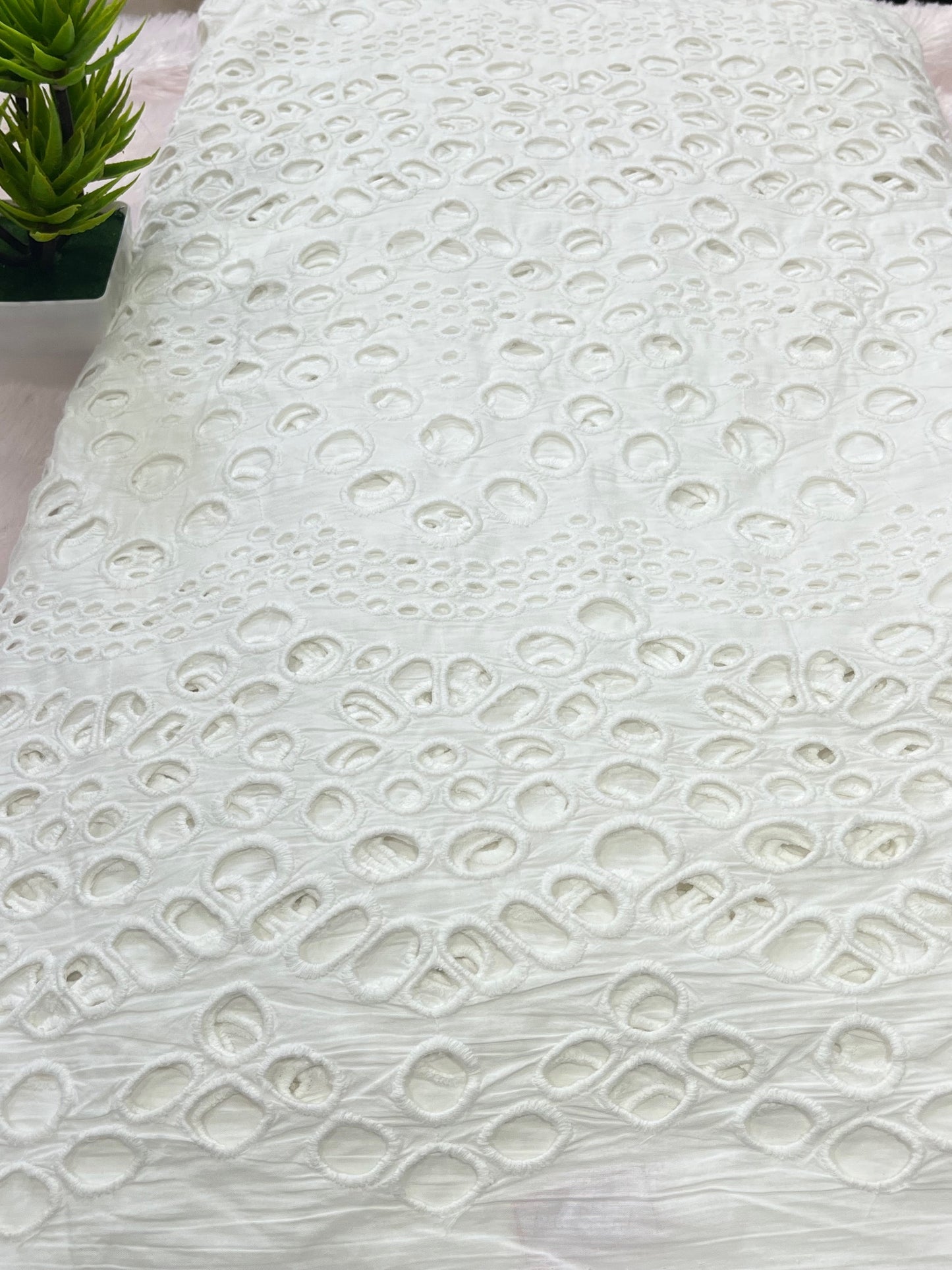 whitw shade premium cut work fabric