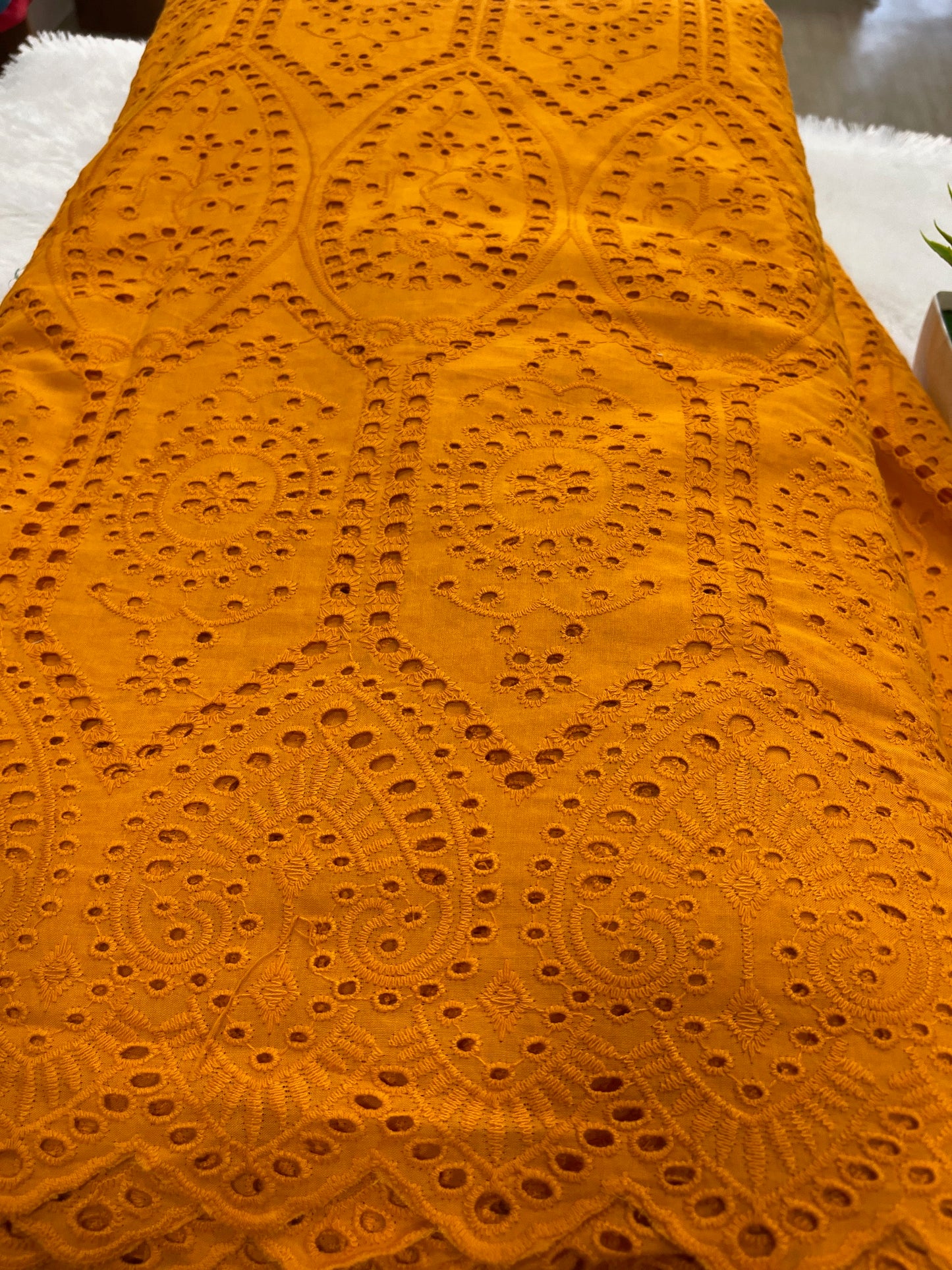 Orange yellow shade hackoba fabric