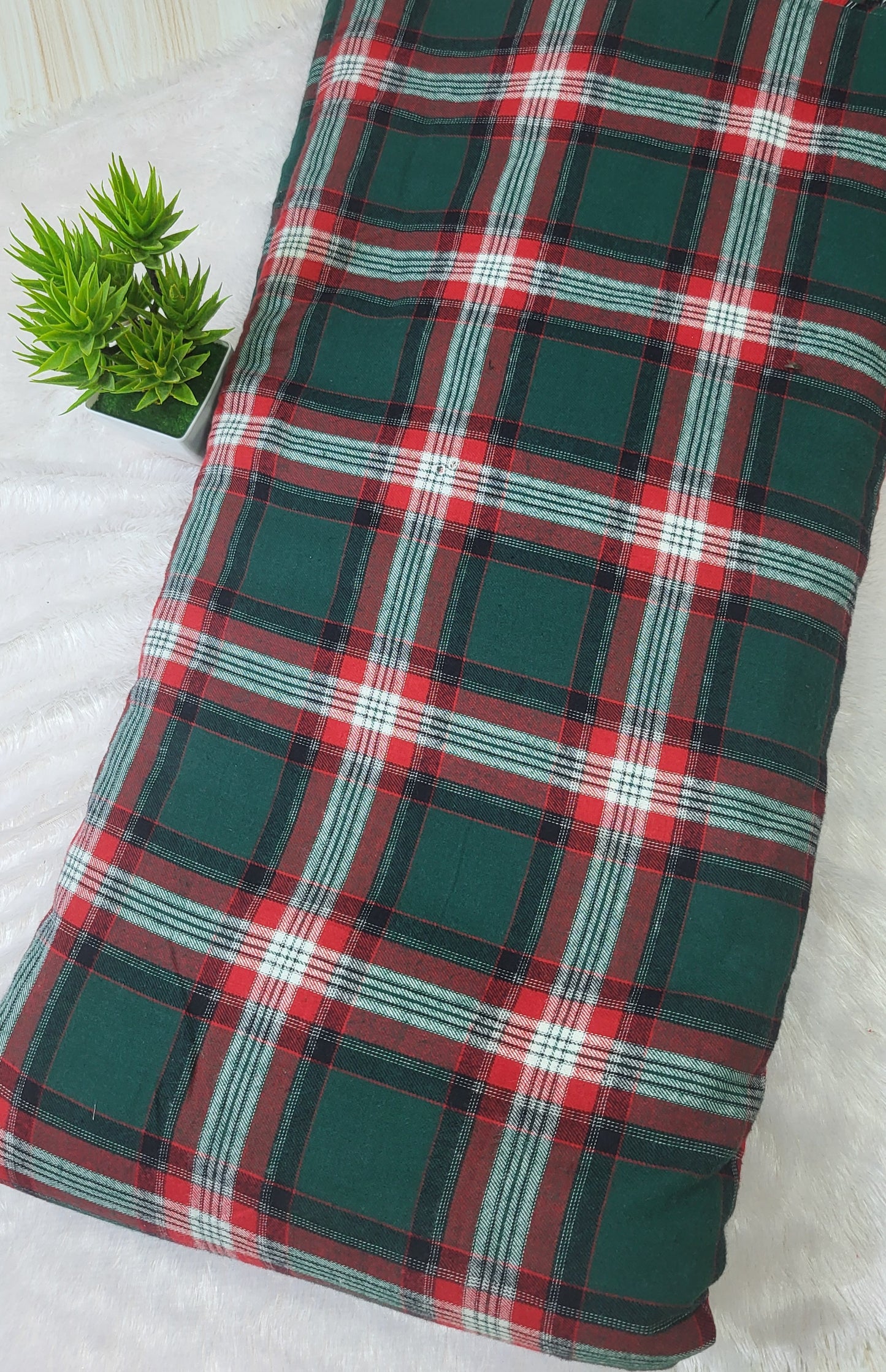 Green Twil check fabric