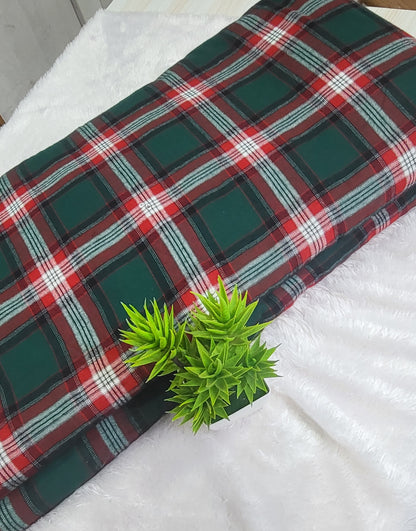Green Twil check fabric