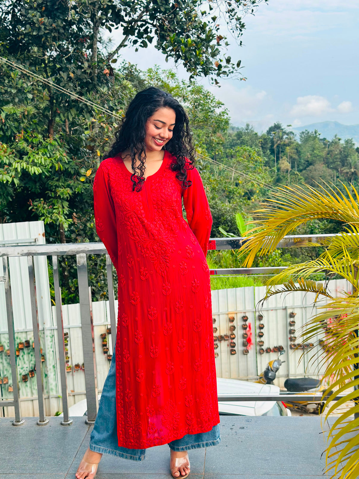 Viscose georgette chikankari