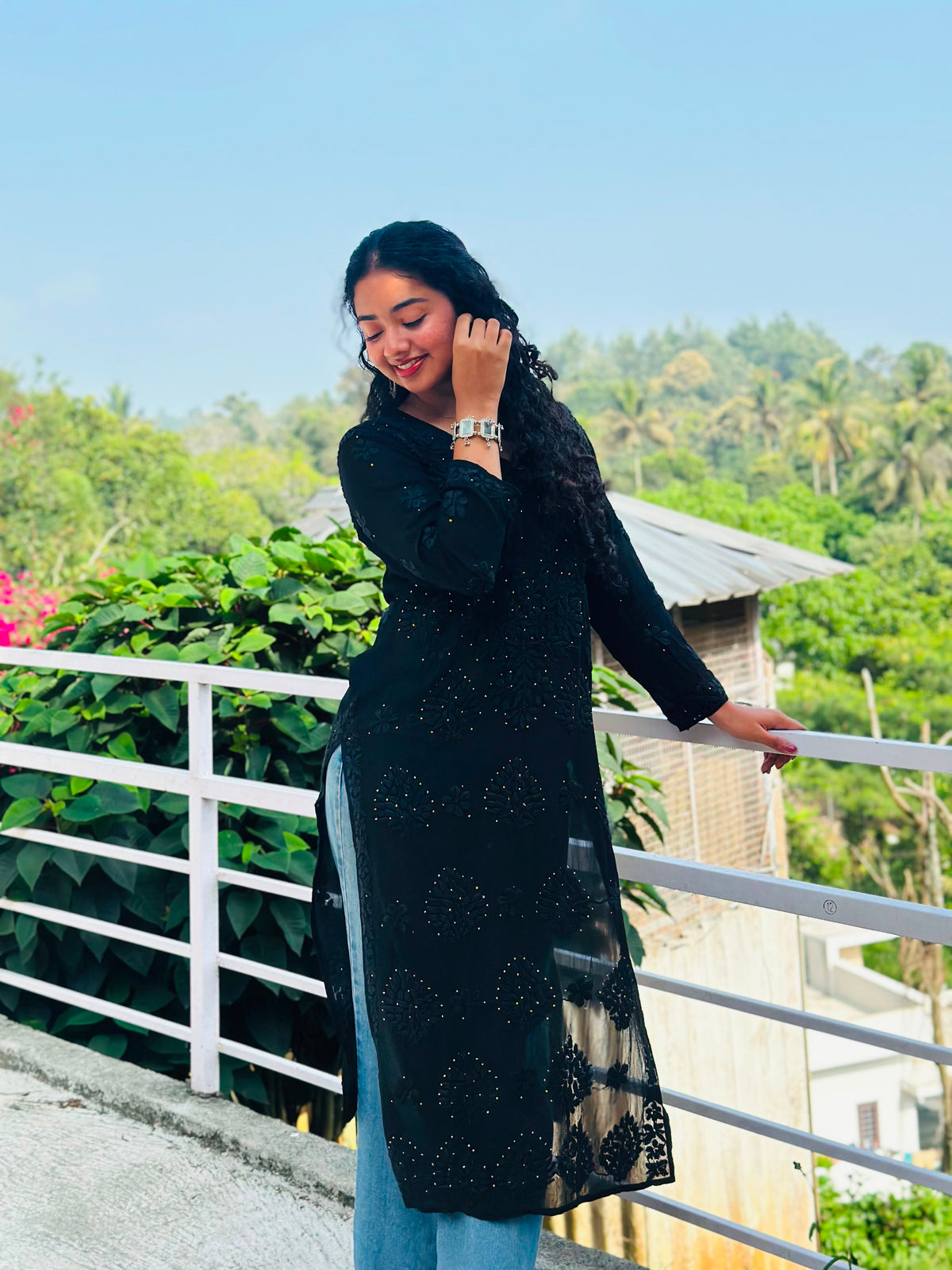 BLACK SHADE CHIKANKARI KURTI
