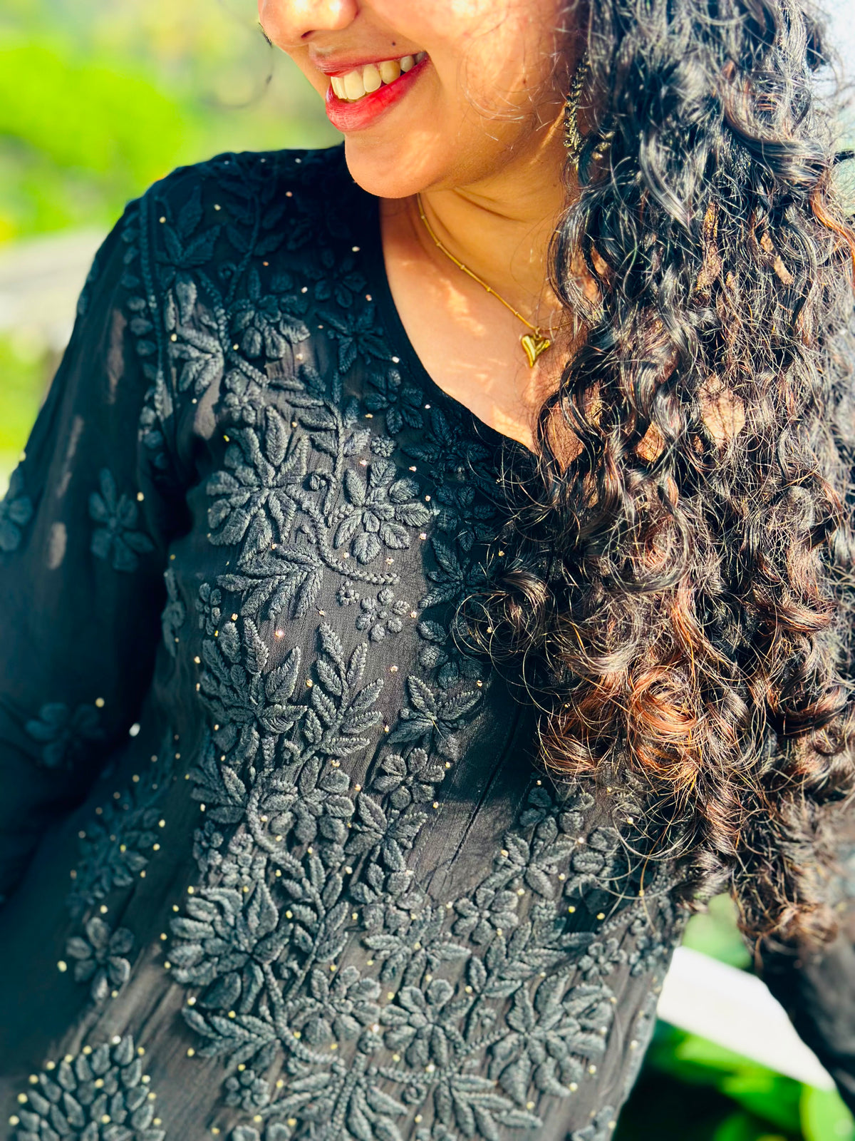 BLACK SHADE CHIKANKARI KURTI