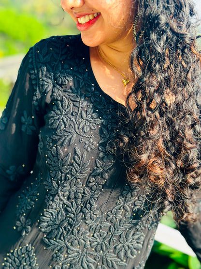 BLACK SHADE CHIKANKARI KURTI