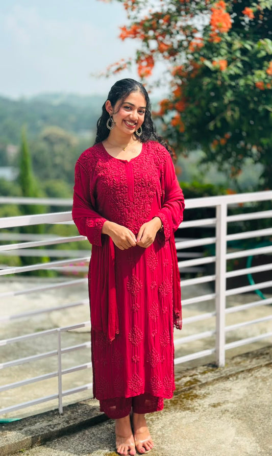 VISCOSE GEORGETTE CHIKANKARI FULL SET
