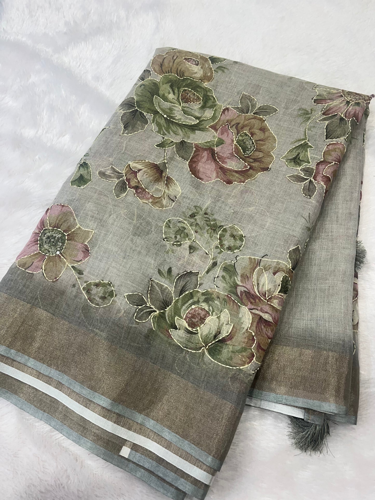 LINEN TISSUE SAREE