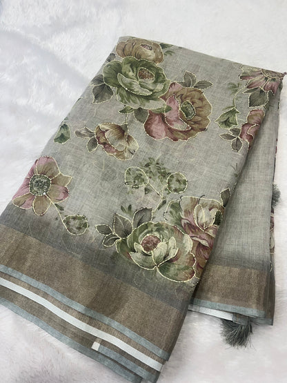 LINEN TISSUE SAREE