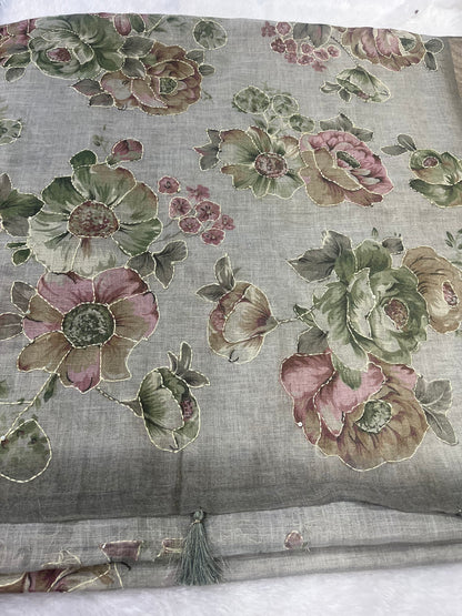 LINEN TISSUE SAREE
