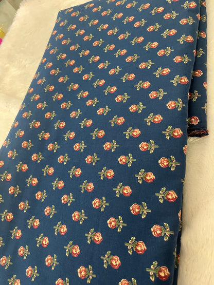BLUE SHADE WITH FLORAL COTTON  FABRIC