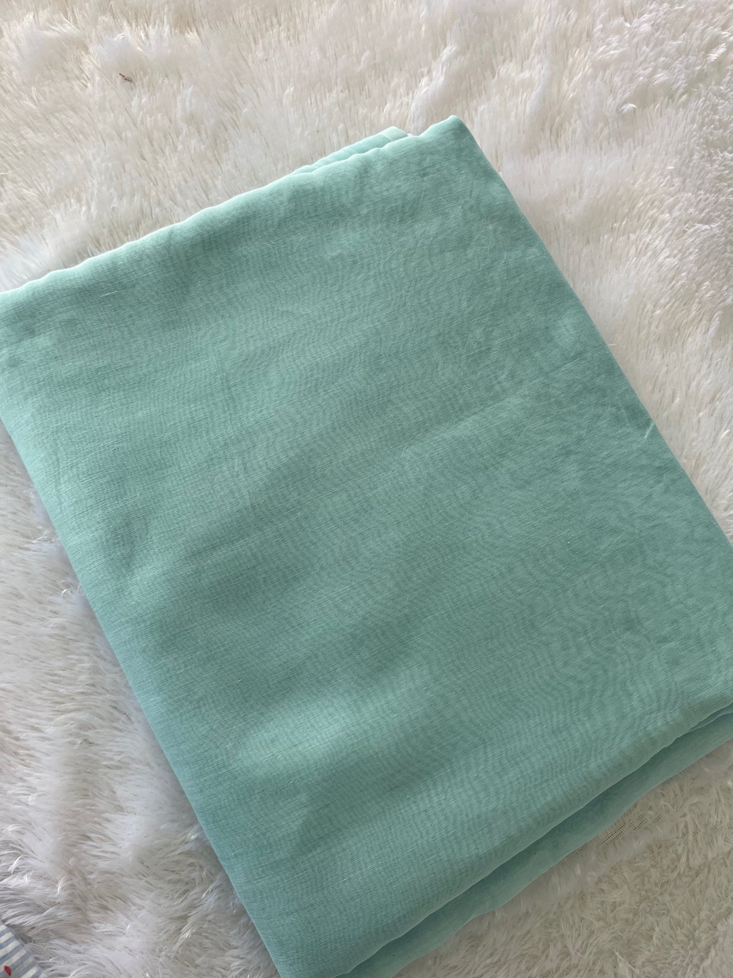SEA BLUE  MUL CHANDERI FABRIC (PLAIN)