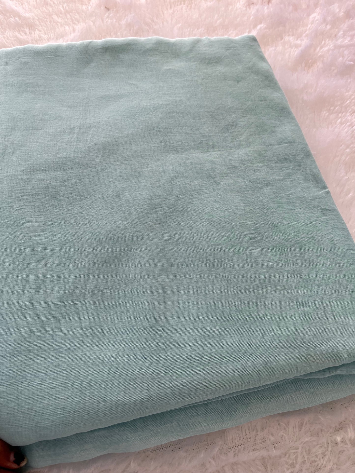 SEA BLUE  MUL CHANDERI FABRIC (PLAIN)