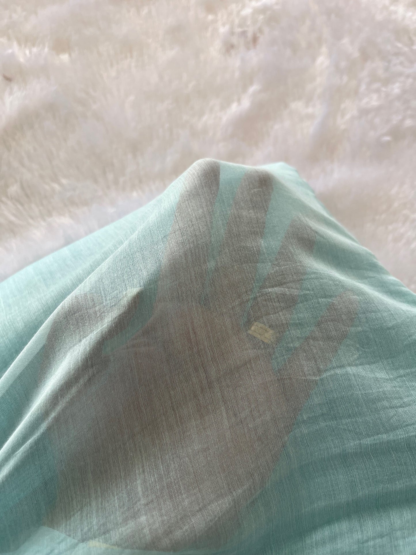 SEA BLUE  MUL CHANDERI FABRIC (PLAIN)