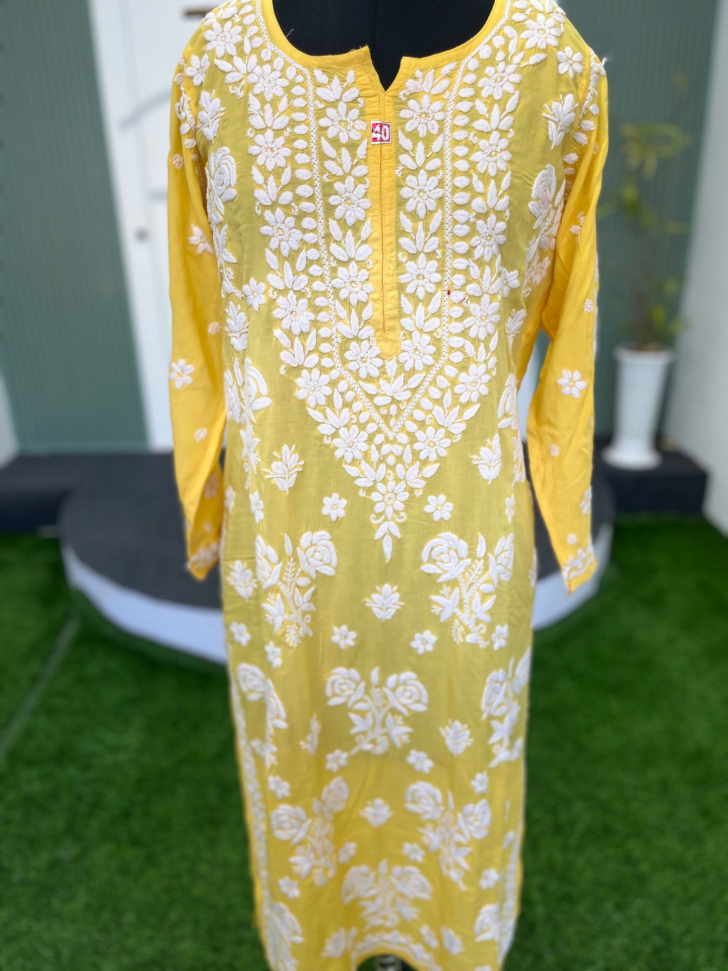 MANGO YELLOW SHADE CHIKANGARI KURTI