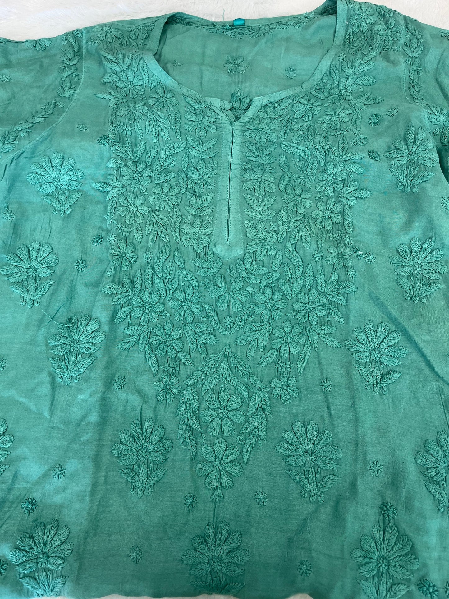 GREEN SHADE CHIKANKARI KURTI