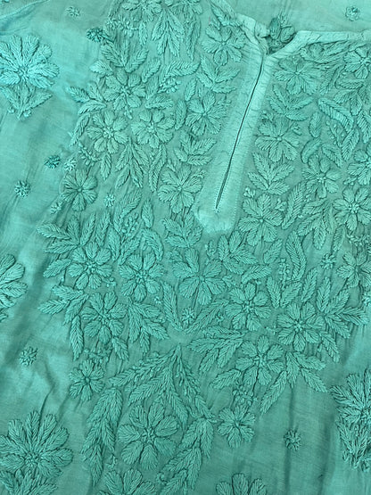 GREEN SHADE CHIKANKARI KURTI