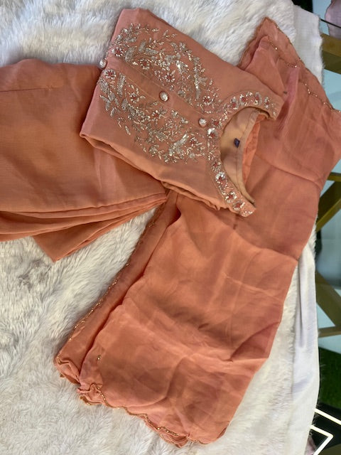 PEACH SHADE KURTI SET(3 Piece )