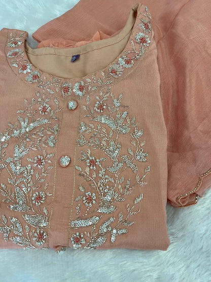 PEACH SHADE KURTI SET(3 Piece )