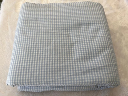 WHITE WITH LIGHT BLUE CHECK FABRIC
