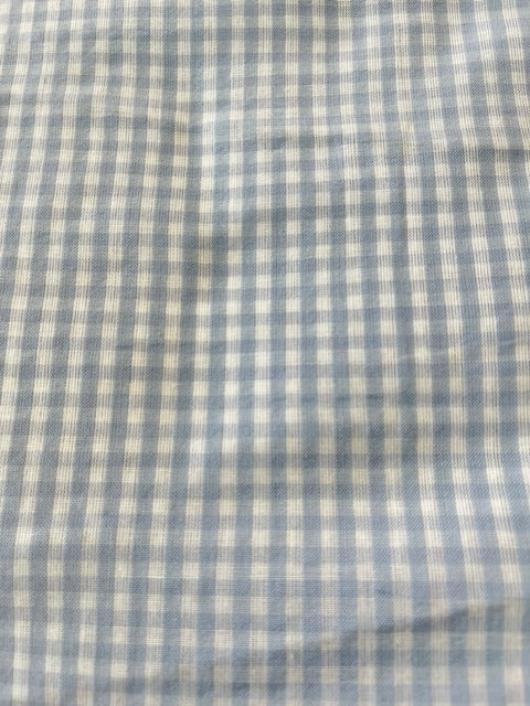 WHITE WITH LIGHT BLUE CHECK FABRIC