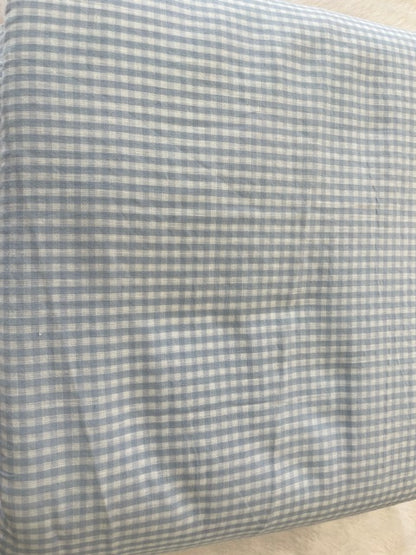WHITE WITH LIGHT BLUE CHECK FABRIC