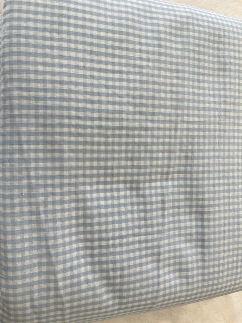 WHITE WITH LIGHT BLUE CHECK FABRIC