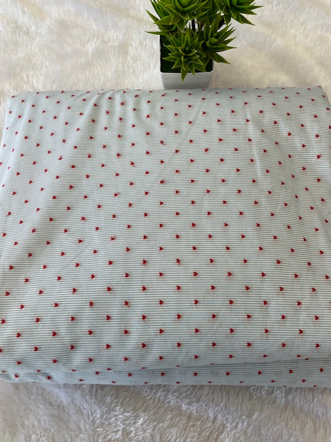 COTTON STRIPE WITH HEART FABRIC