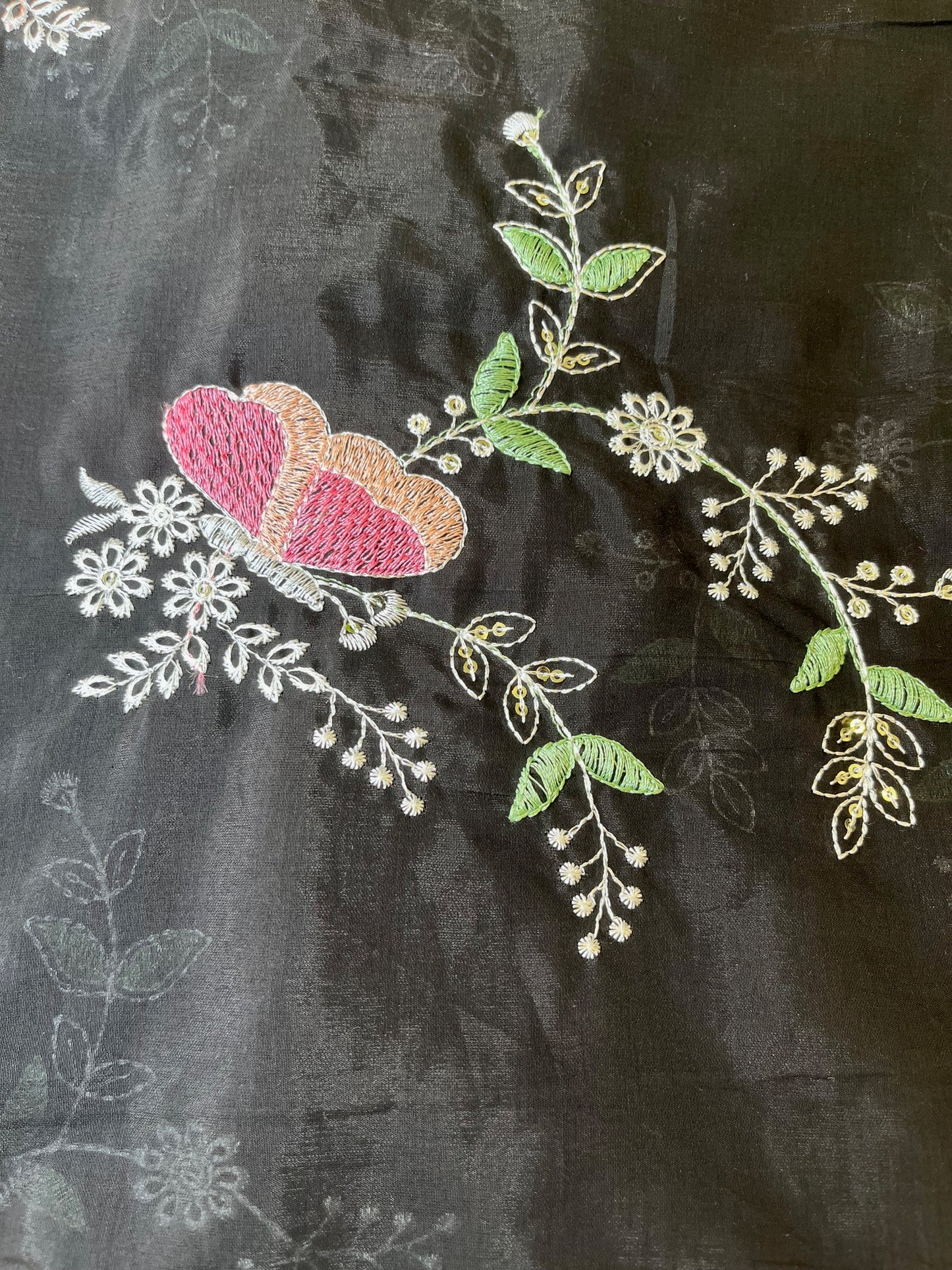 JET BLACK MUL CHANDERI  FABRIC