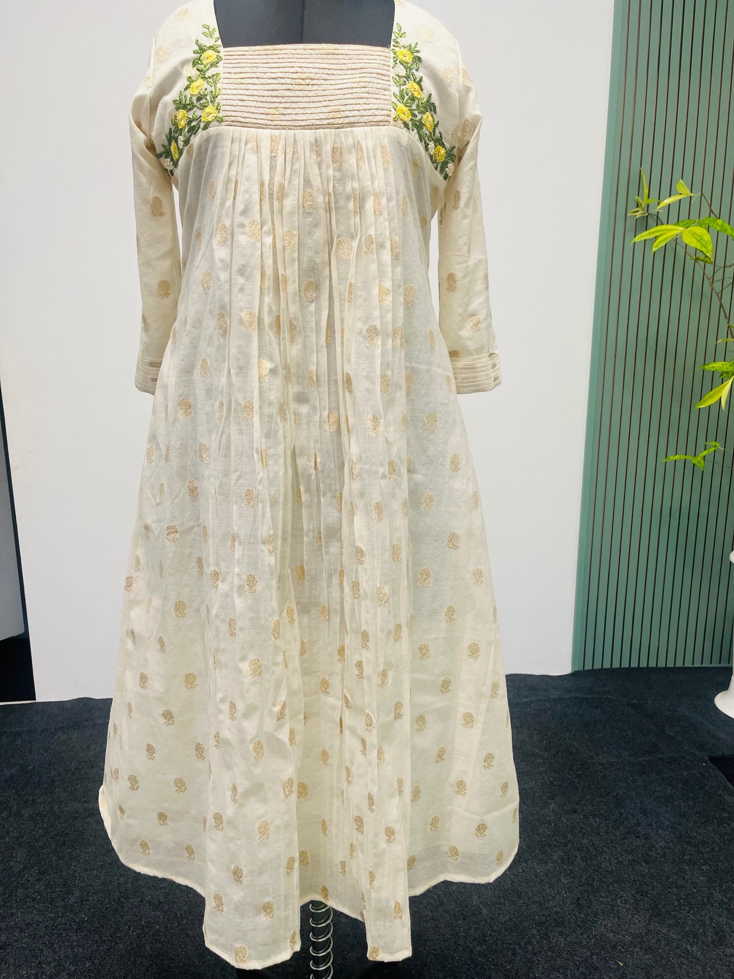 HANDLOOM CHANDERI A LINE FROCK