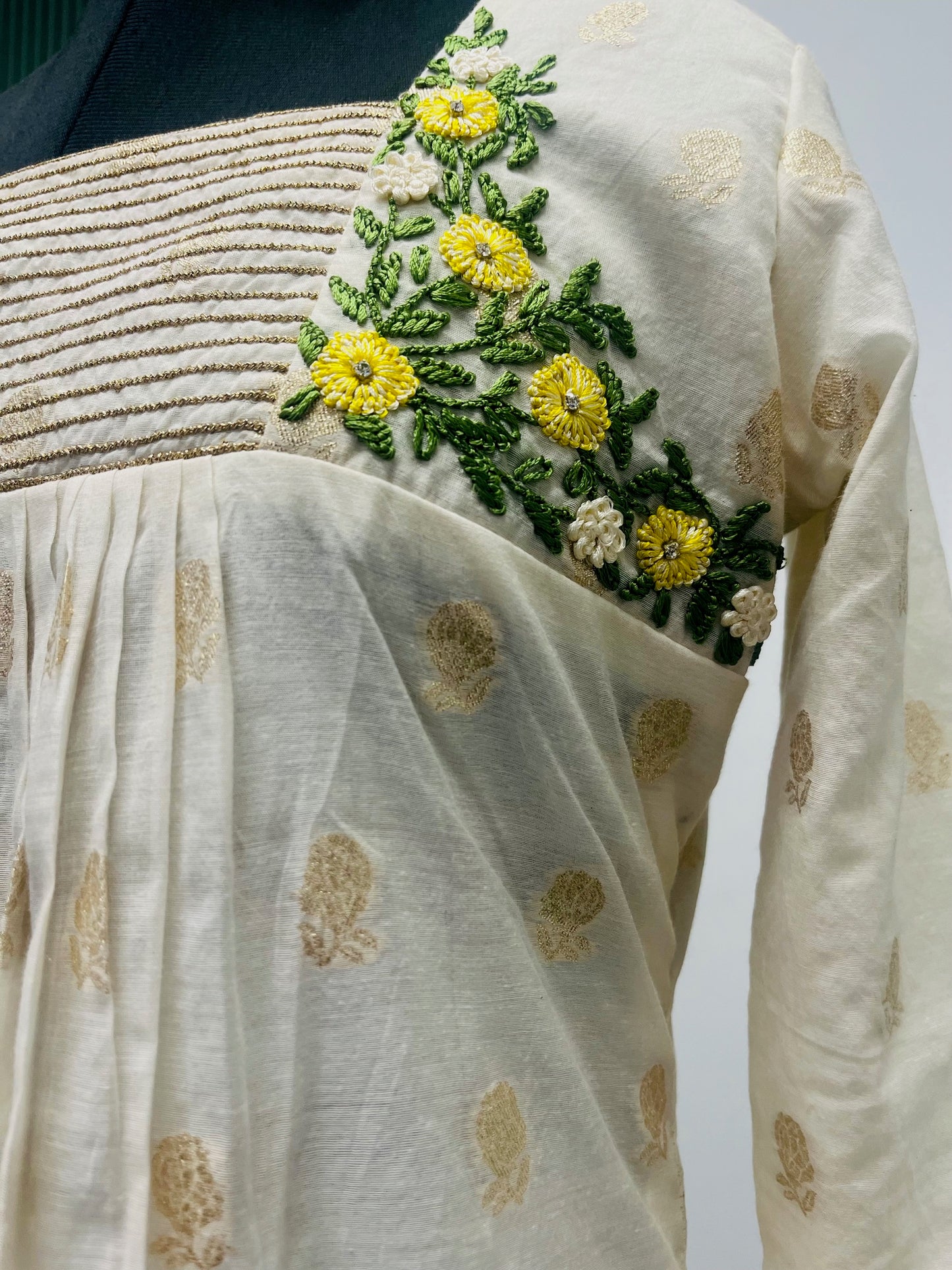 HANDLOOM CHANDERI A LINE FROCK