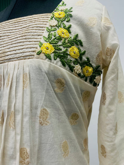 HANDLOOM CHANDERI A LINE FROCK