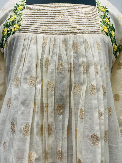 HANDLOOM CHANDERI A LINE FROCK