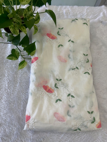 WHITE SHADE MUL CHANDERI  FABRIC