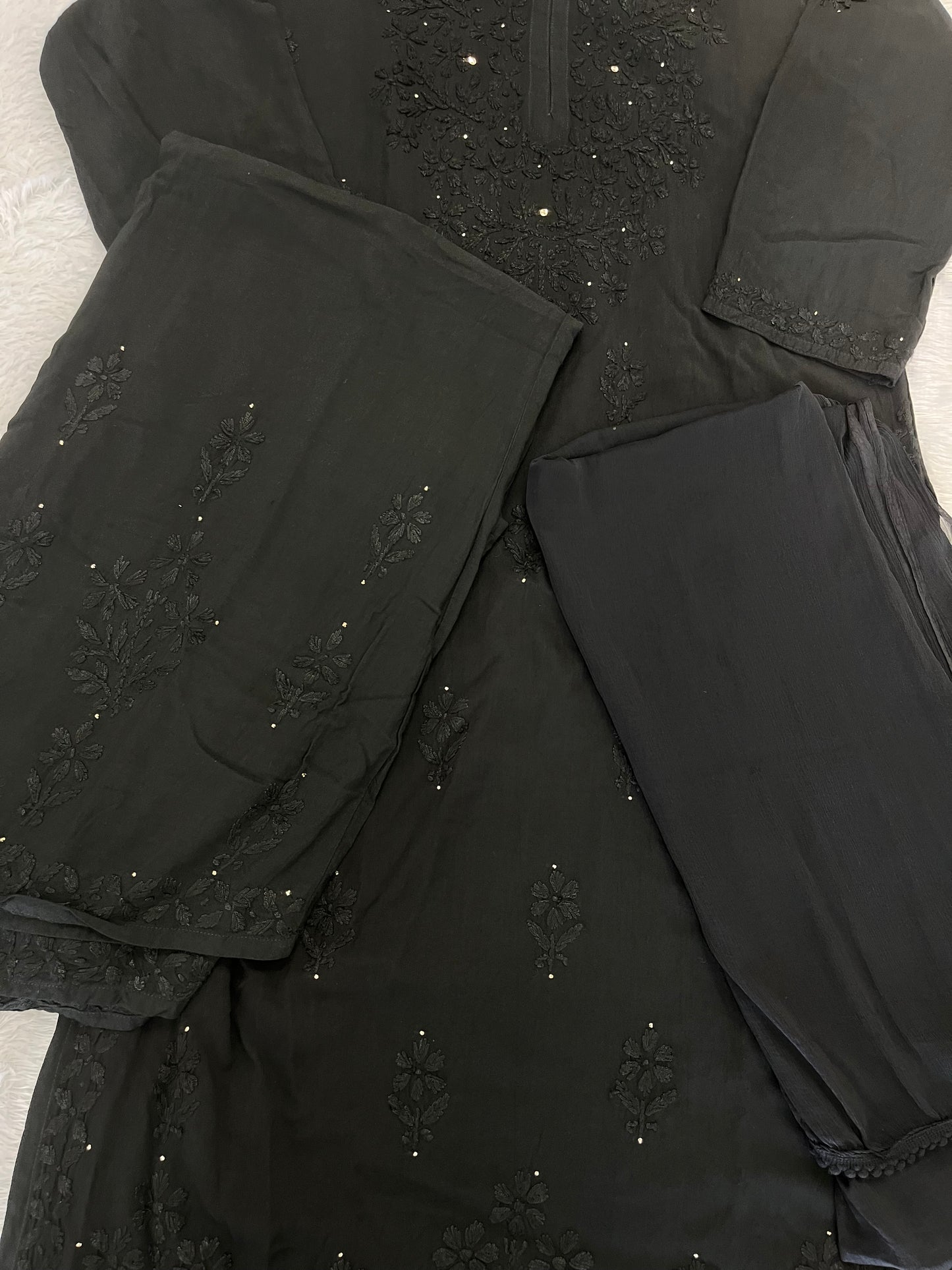 CHIKANKARI RAYON FABRIC 3 PIECE SET
