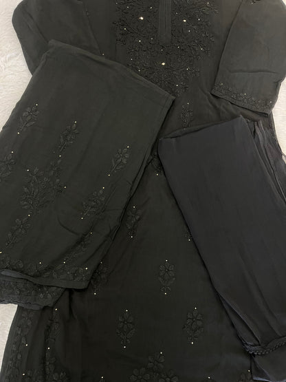 CHIKANKARI RAYON FABRIC 3 PIECE SET