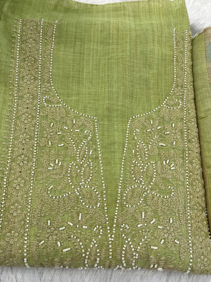 PISTA GREEN  SHADE THREE PIECE CHURIDAR MATERIAL