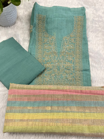PASTEAL BLUE SHADE THREE PIECE CHURIDAR MATERIAL