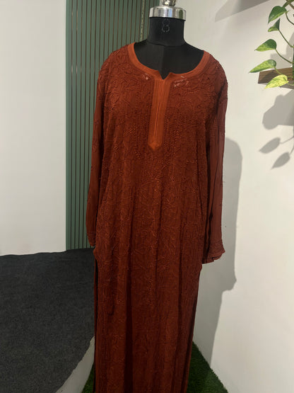 BROWN SHADE CHIKANKARI KURTI