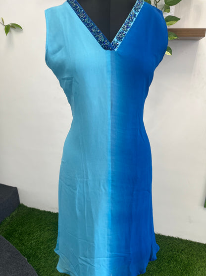 DOUBLE SHADE GEORGETTE A LINE FROCK