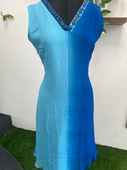 DOUBLE SHADE GEORGETTE A LINE FROCK
